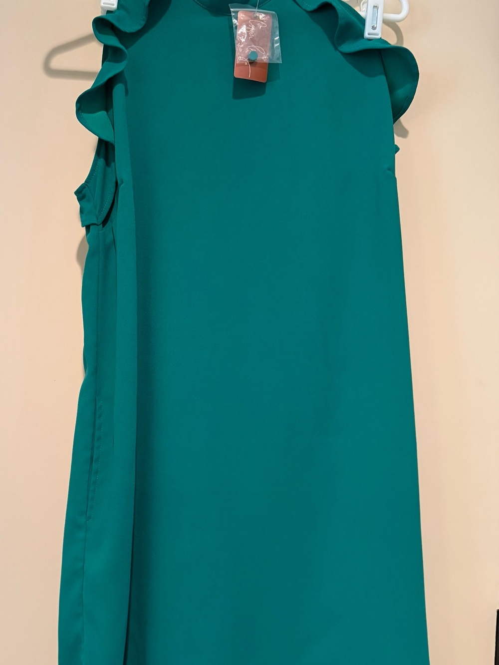 Jack by BB Dakota Teal Sleeveless Ruffle Shift Dress